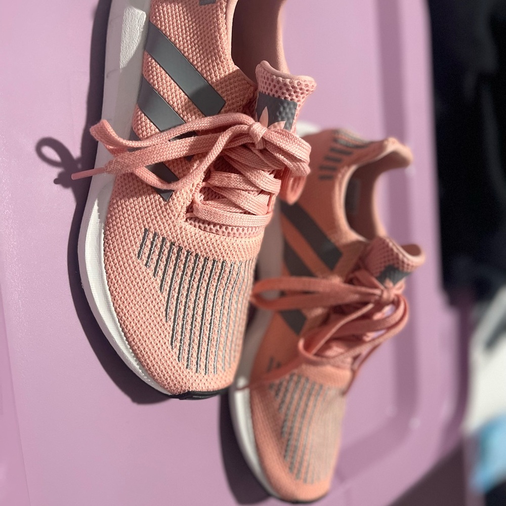 Adidas Women's Coral and Gray Athletic Shoes